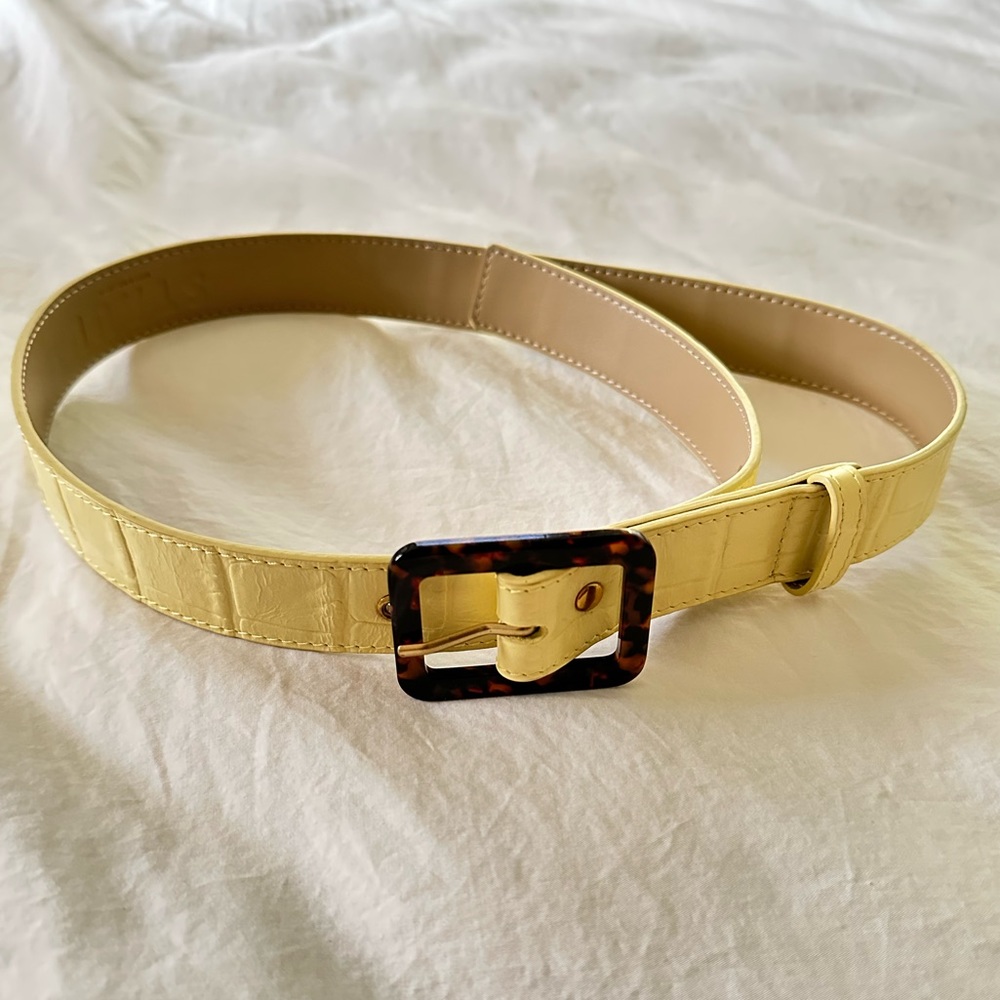 Staud Croc Effect Yellow Belt Size M